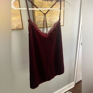 Abercrombie and Fitch red velvet and lace tank top